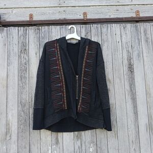 Miss Me Zip Up Hooded Sweatshirt Womens Size S Embroidered Detail Thumb Holes